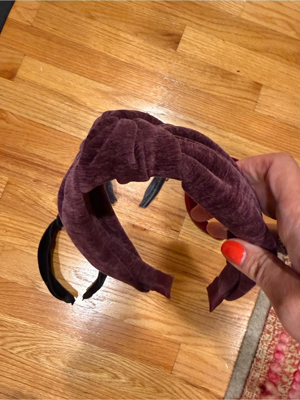 Four Velvet Knotted Headbands - Black, Purple, Maroon, Gray Jeweled